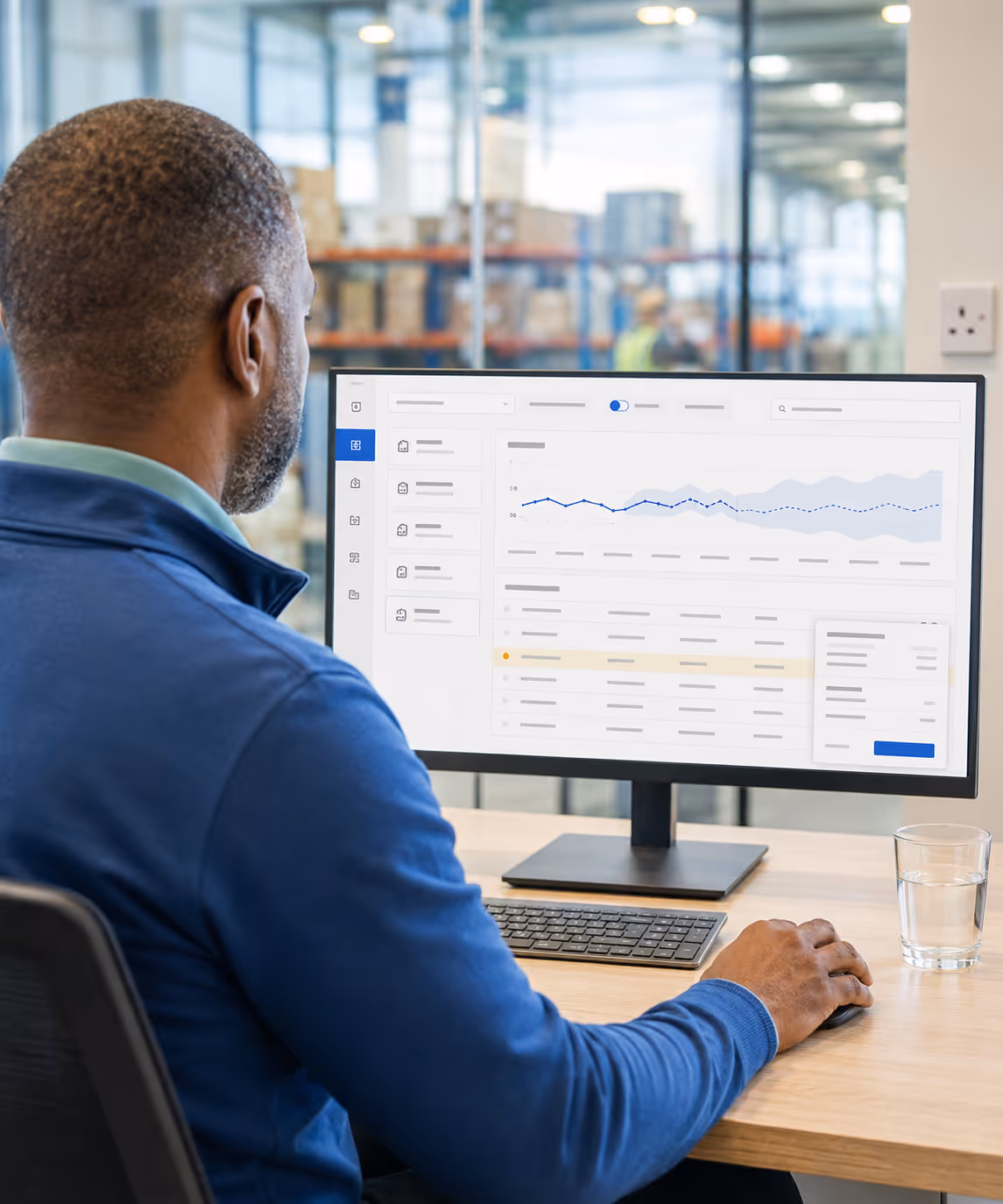 RouteMagic AI dashboard showing a 30-day demand forecast with confidence bands, an optimised route sequence and an auto-generated purchase order awaiting approval.