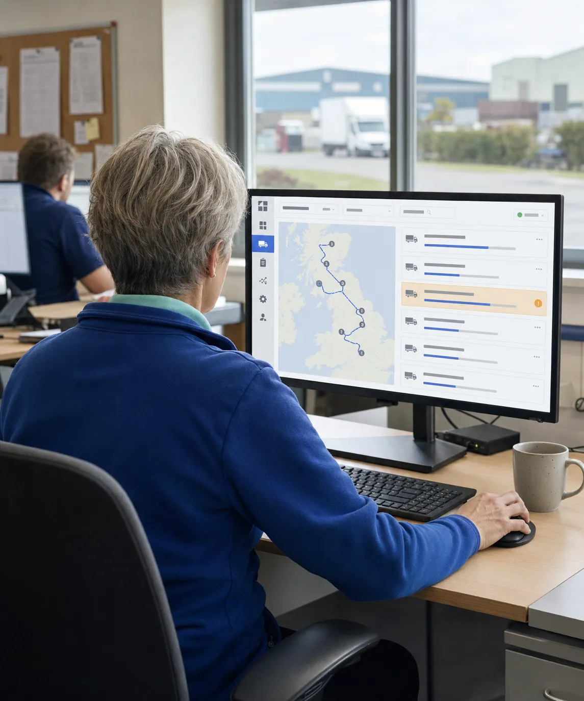 RouteMagic Back-Office web console showing route planning and live monitoring.