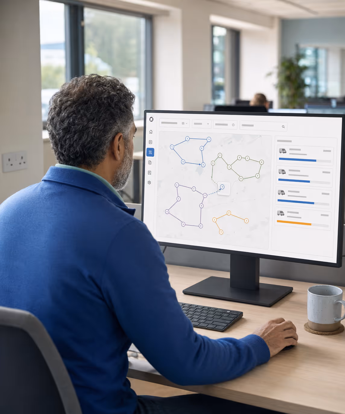 A back-office planner balancing the morning routes across vans on the RouteMagic Route Planner.