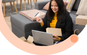 Business professional using laptop for electronic proof of delivery and customer relationship management