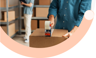 Deliver Better Service, Every Time: Warehouse staff member in blue jacket organizing packages for consistent delivery service and customer satisfaction optimization